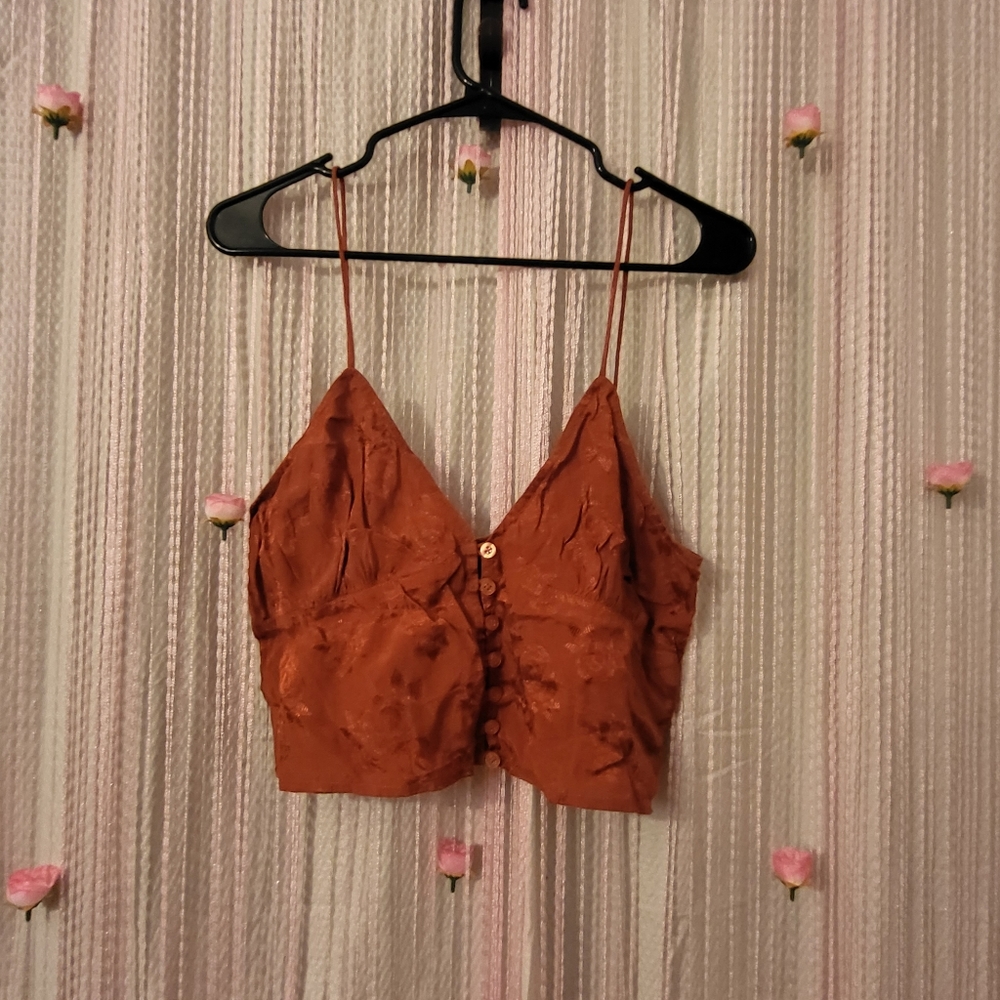 Motel Satin Copper Crop Top